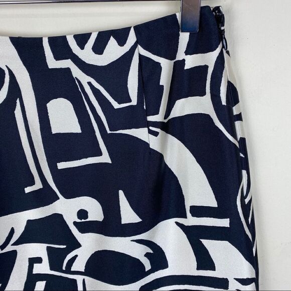 Ralph Lauren Black Ivory Pencil Silk Skirt Size 2 - Picture 2 of 8